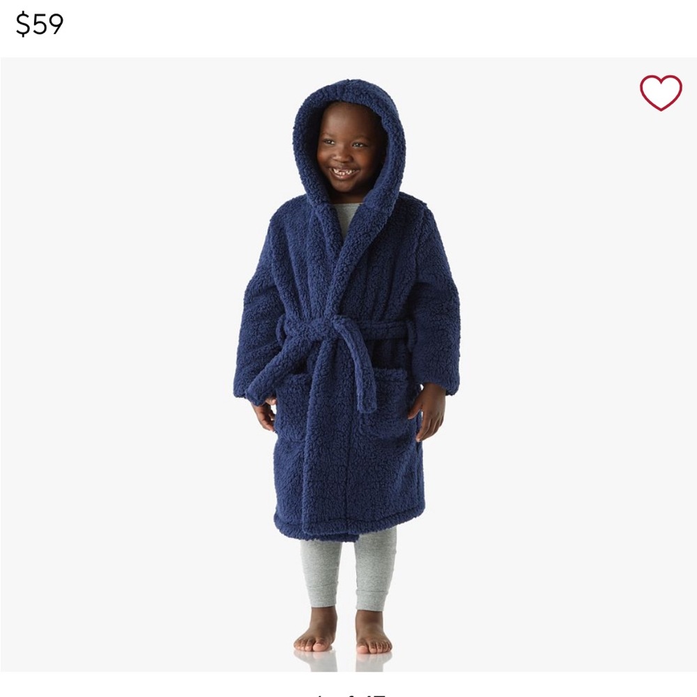 Pottery Barn Kids Navy Blue Personalized “Tommy” sherpa Robe size 2T-3T